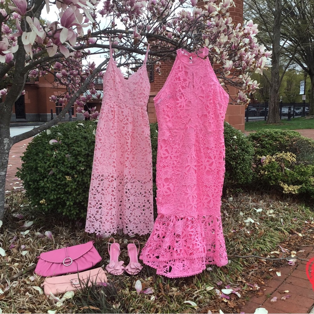 Elegant Pink Crochet Dress